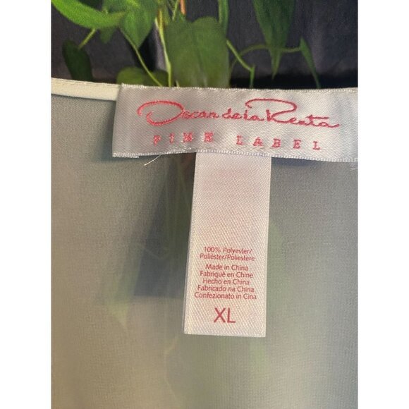 Oscar De La Renta NWT Pink Label Chiffon Ruffle Sleeve Robe XL - Picture 3 of 4